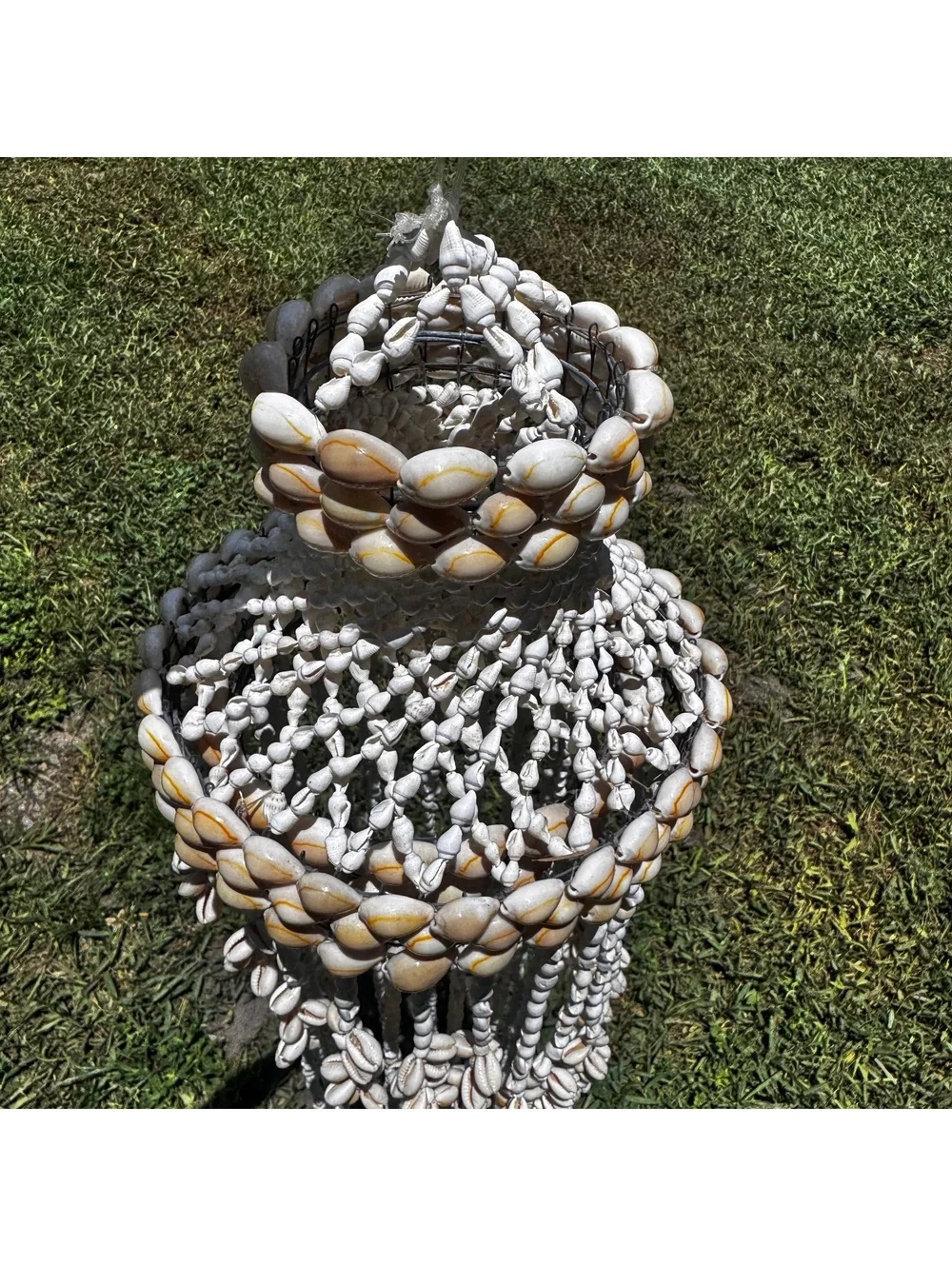 Vintage Shell Wind Chime Chandelier Hanging Coastal Boho Seashell Decor 36”